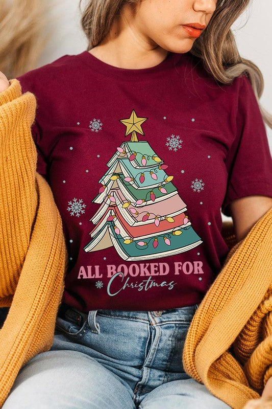All Booked for Christmas Unisex Short Sleeved Shirt
