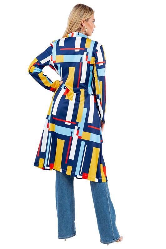Women's Color Block Long Blazer Jacket | Multicolored Jacket | Contemporary Artist Blazer