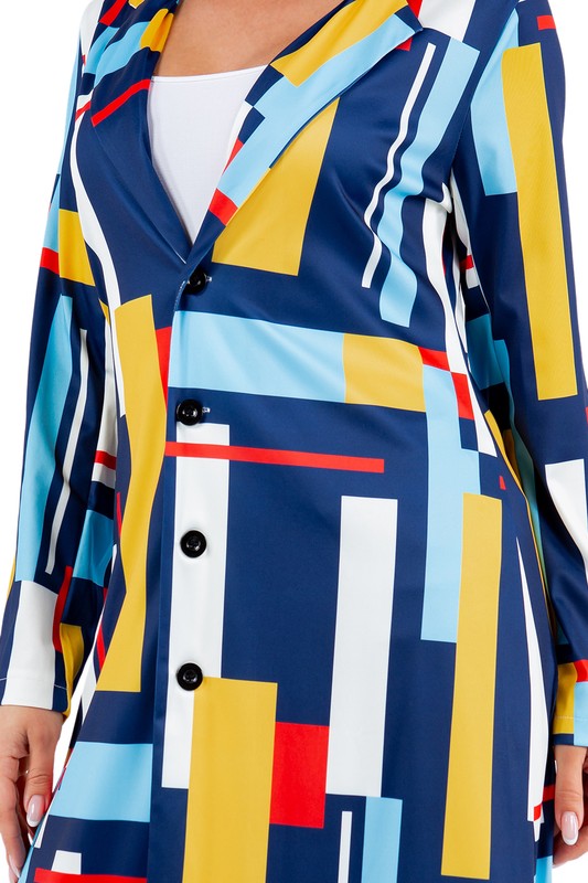 Women's Color Block Long Blazer Jacket | Multicolored Jacket | Contemporary Artist Blazer