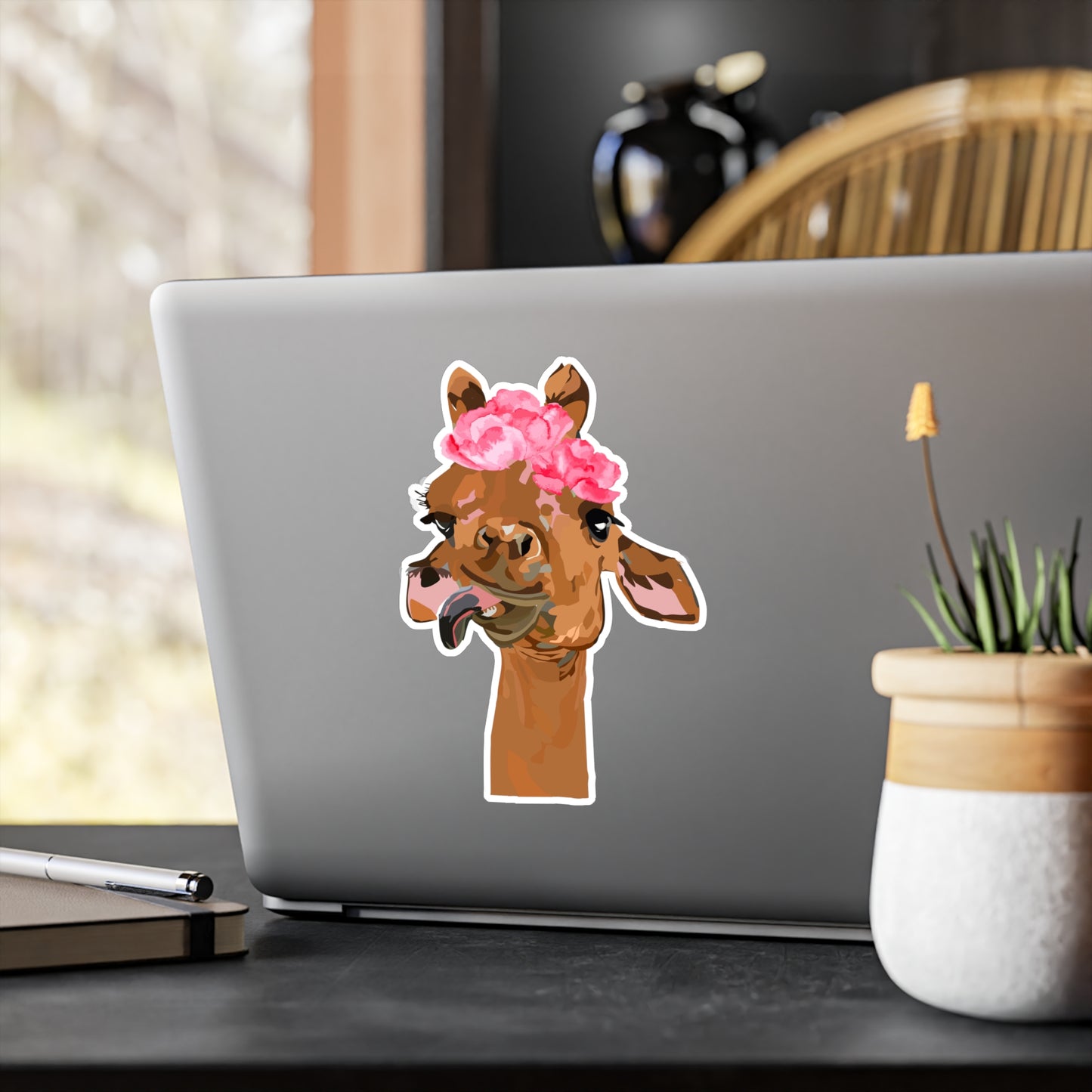 Cute Spotless Giraffe with a Flower Crown | Cute Safari Decal For Boys, Girls, Kids| Waterproof, Vinyl and Dishwasher Safe | Laptop, Water bottle, Planner, Tumbler