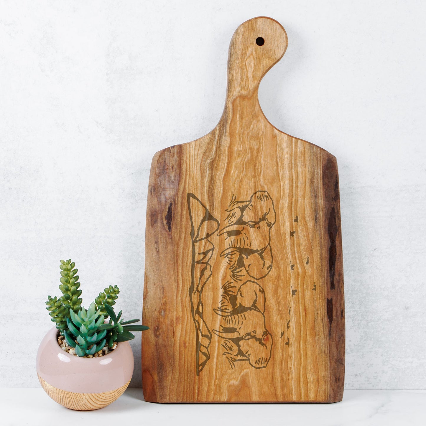 Safari-Inspired Jumbo Elephant Cherry Wood Cutting Board