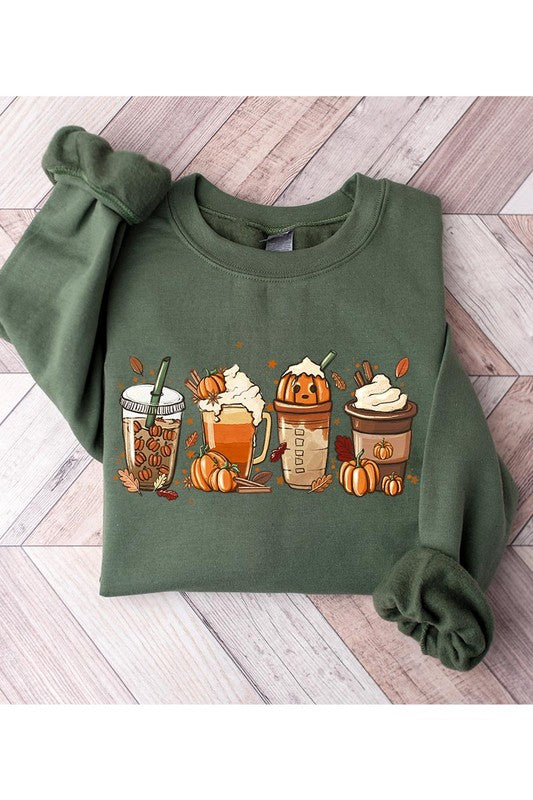 Cute Spice Latte Pumpkin Unisex Fleece Sweatshirt