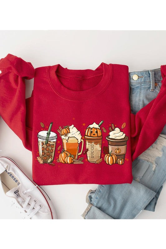 Cute Spice Latte Pumpkin Unisex Fleece Sweatshirt