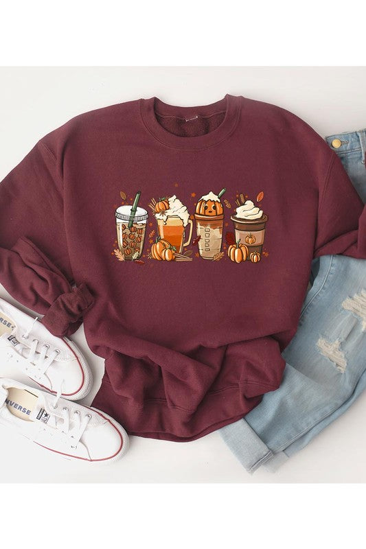 Cute Spice Latte Pumpkin Unisex Fleece Sweatshirt