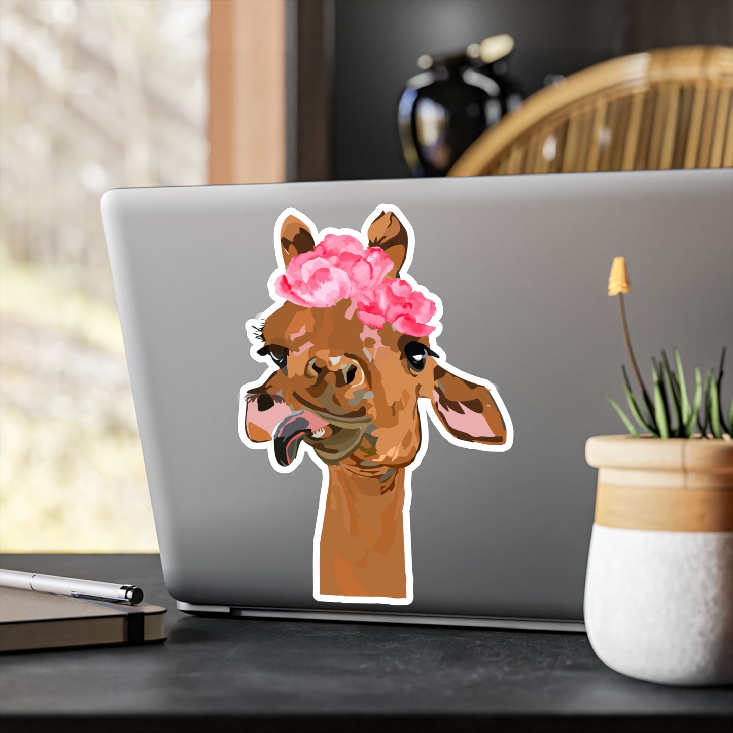 Cute Spotless Giraffe with a Flower Crown | Cute Safari Decal For Boys, Girls, Kids| Waterproof, Vinyl and Dishwasher Safe | Laptop, Water bottle, Planner, Tumbler