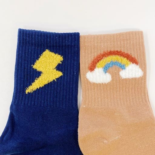 Wonder Of Sky Socks Set with rainbow and lightning
