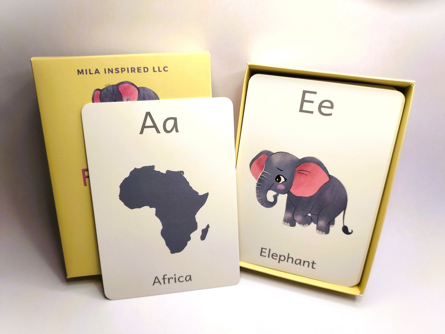 Alphabet Flash Cards from The Little Elephant's Big Adventure Book | Amara Baby Elephant ABC Cards | Fun Children's A to Z Learning Cards