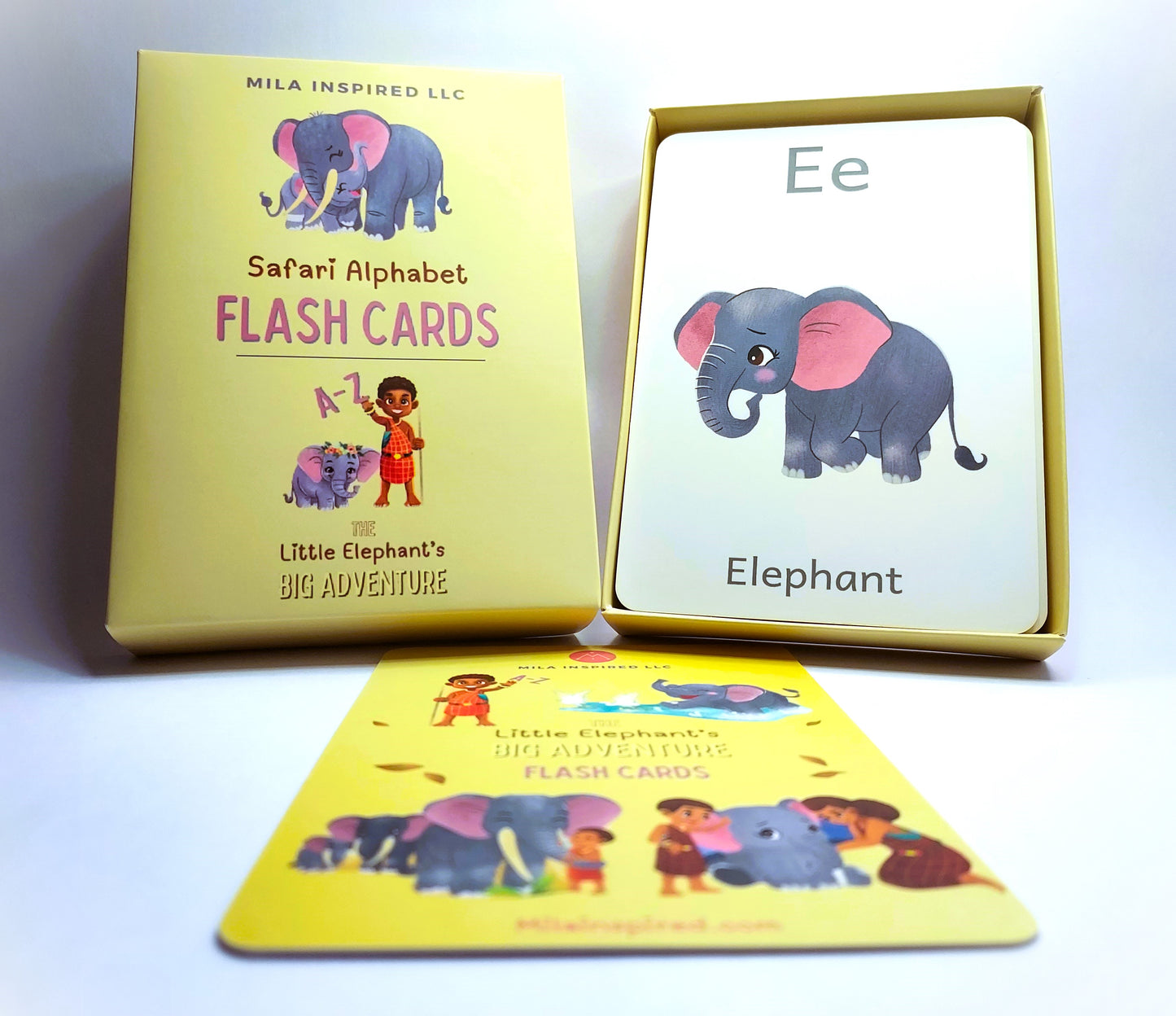 Alphabet Flash Cards from The Little Elephant's Big Adventure Book | Amara Baby Elephant ABC Cards | Fun Children's A to Z Learning Cards