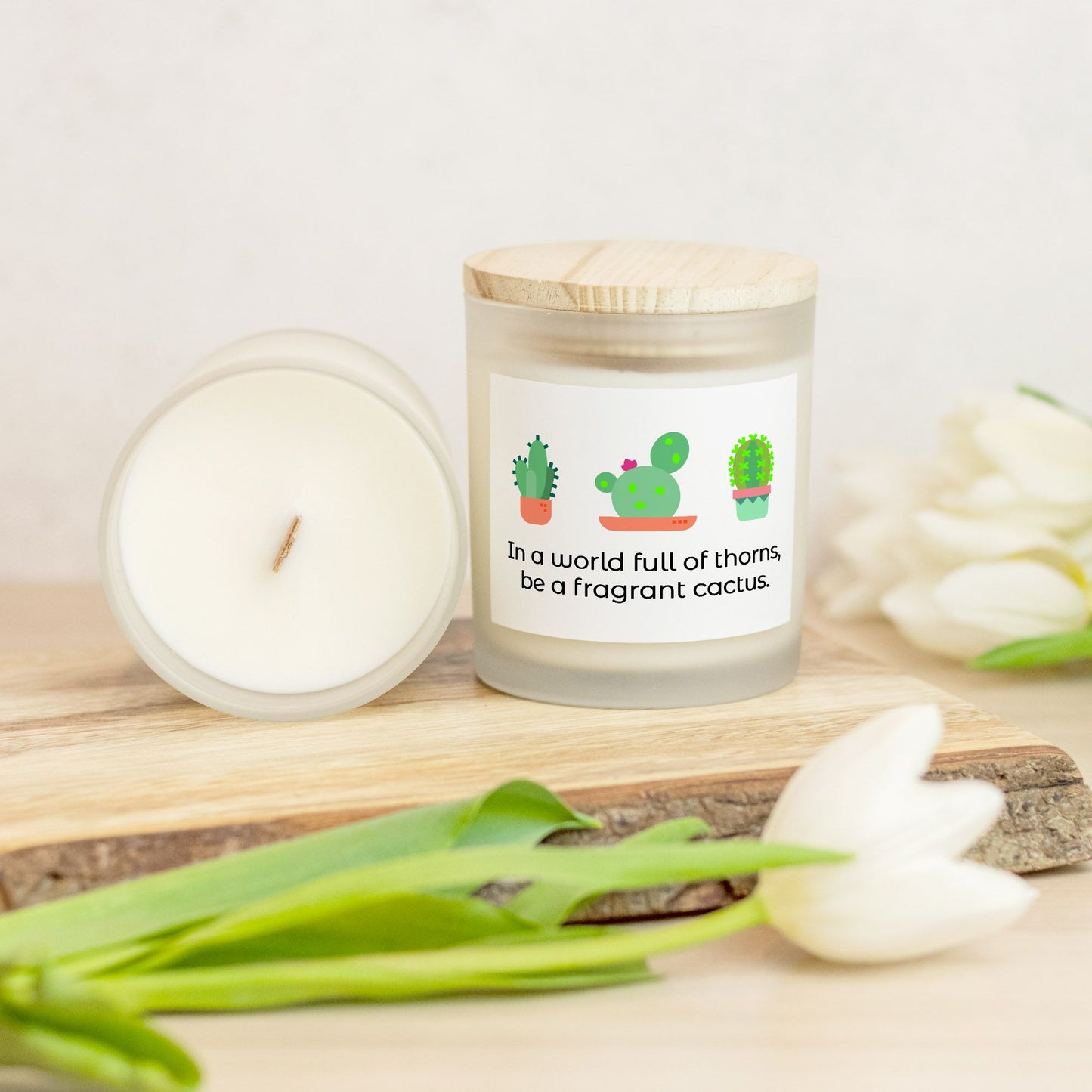 Cactus Candle Frosted Glass, Hand Poured 11 ounce candle, cute cacti candle, various fragrances for your new home, housewarming gift, decor