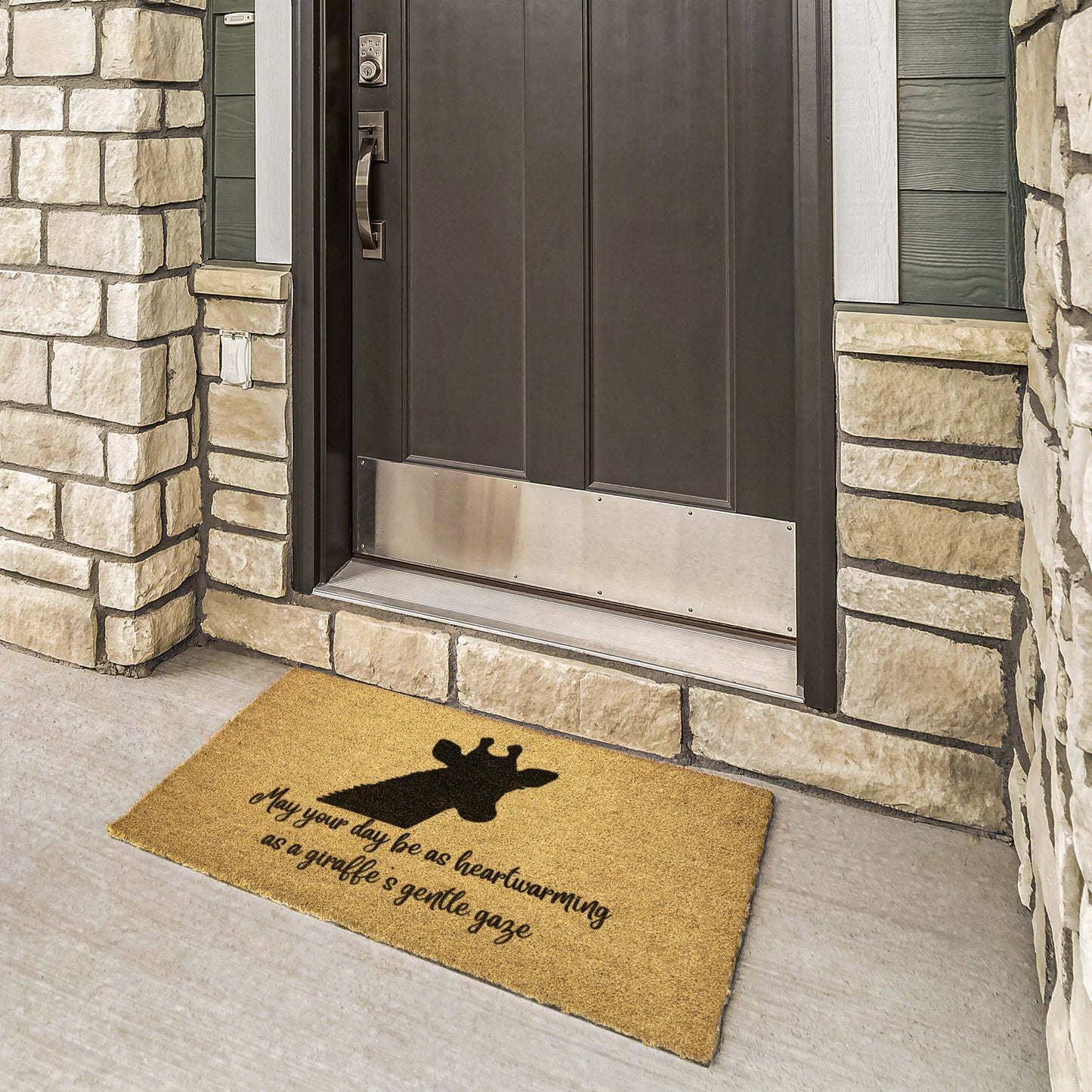 Gentle Giraffe Gaze House Mat, Cute Giraffe Welcome Home Cococnut Coir Mat, Functional & Durable Front Door Mat, Outdoor & Patio Gift Animal