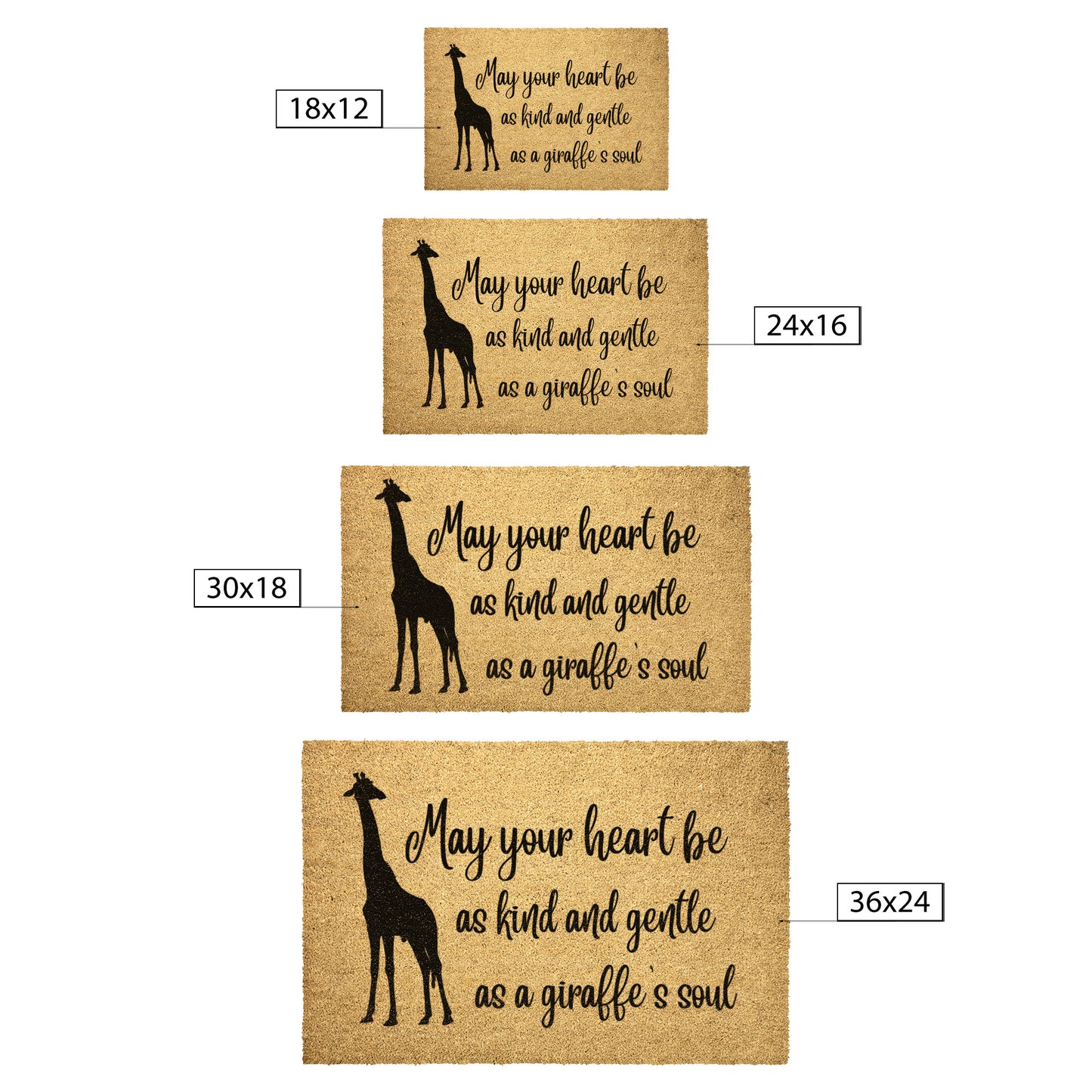 Kind Giraffe's Soul Welcome Home Mat, New House Patio Gift, Stylish Animal House Decor, Coconut Coir Mat, Durable Front Door Mat, Outdoor