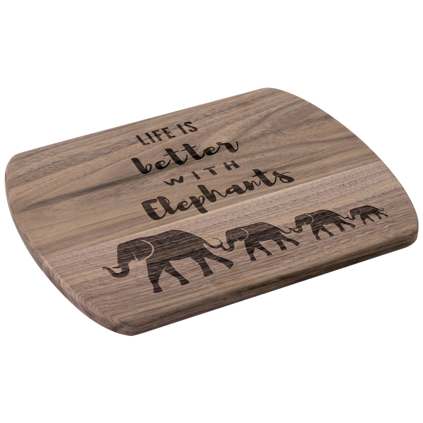 Elephants Cutting Board | Life is Better | Walnut Cutting Board, Maple Cutting Board, Oval Cutting Board