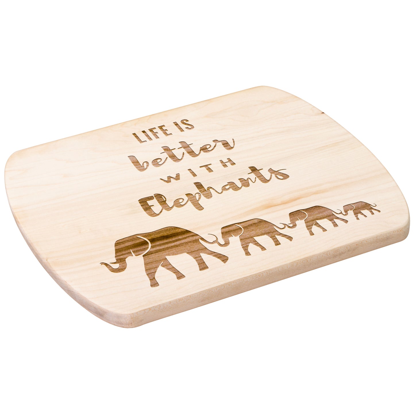 Elephants Cutting Board | Life is Better | Walnut Cutting Board, Maple Cutting Board, Oval Cutting Board