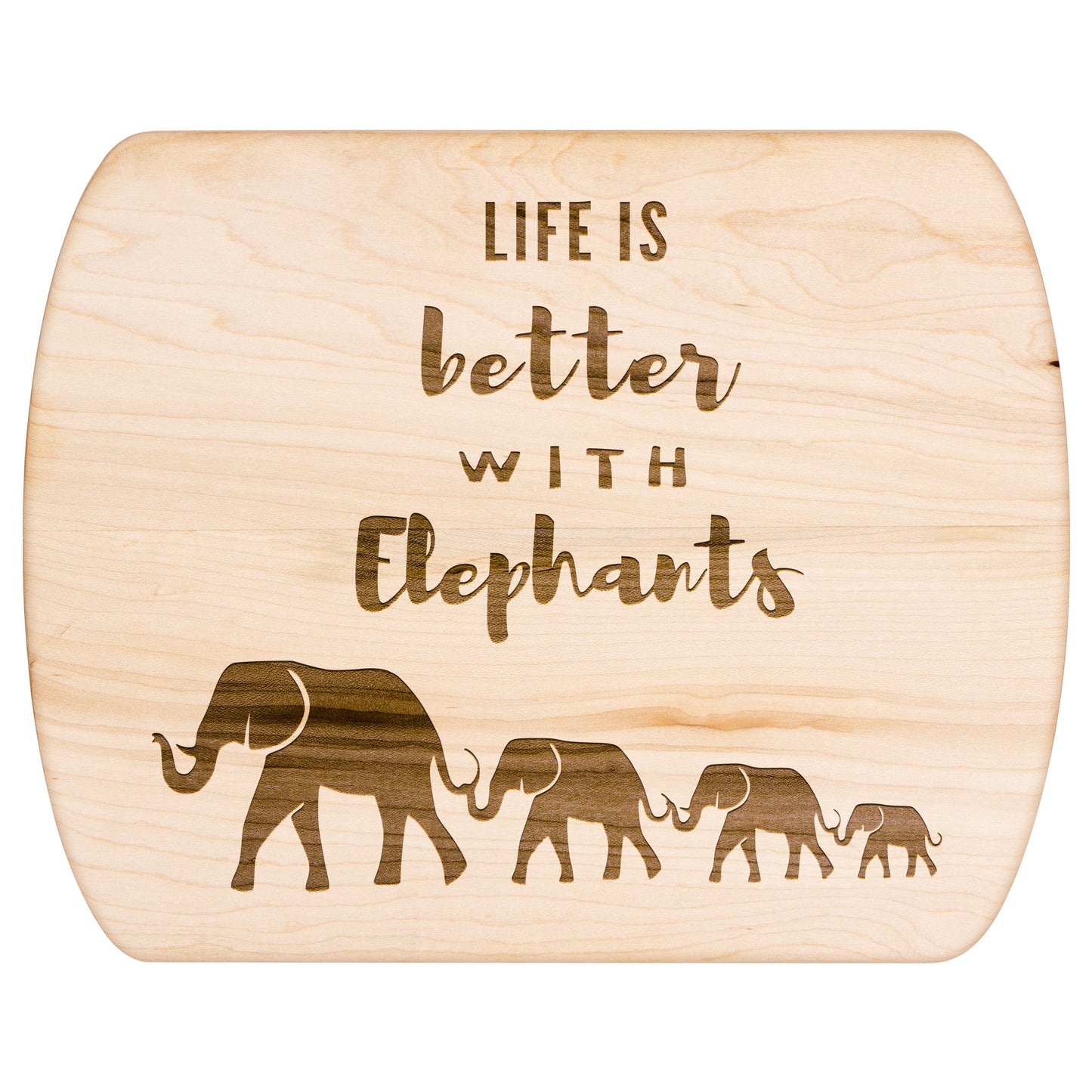 Elephants Cutting Board | Life is Better | Walnut Cutting Board, Maple Cutting Board, Oval Cutting Board