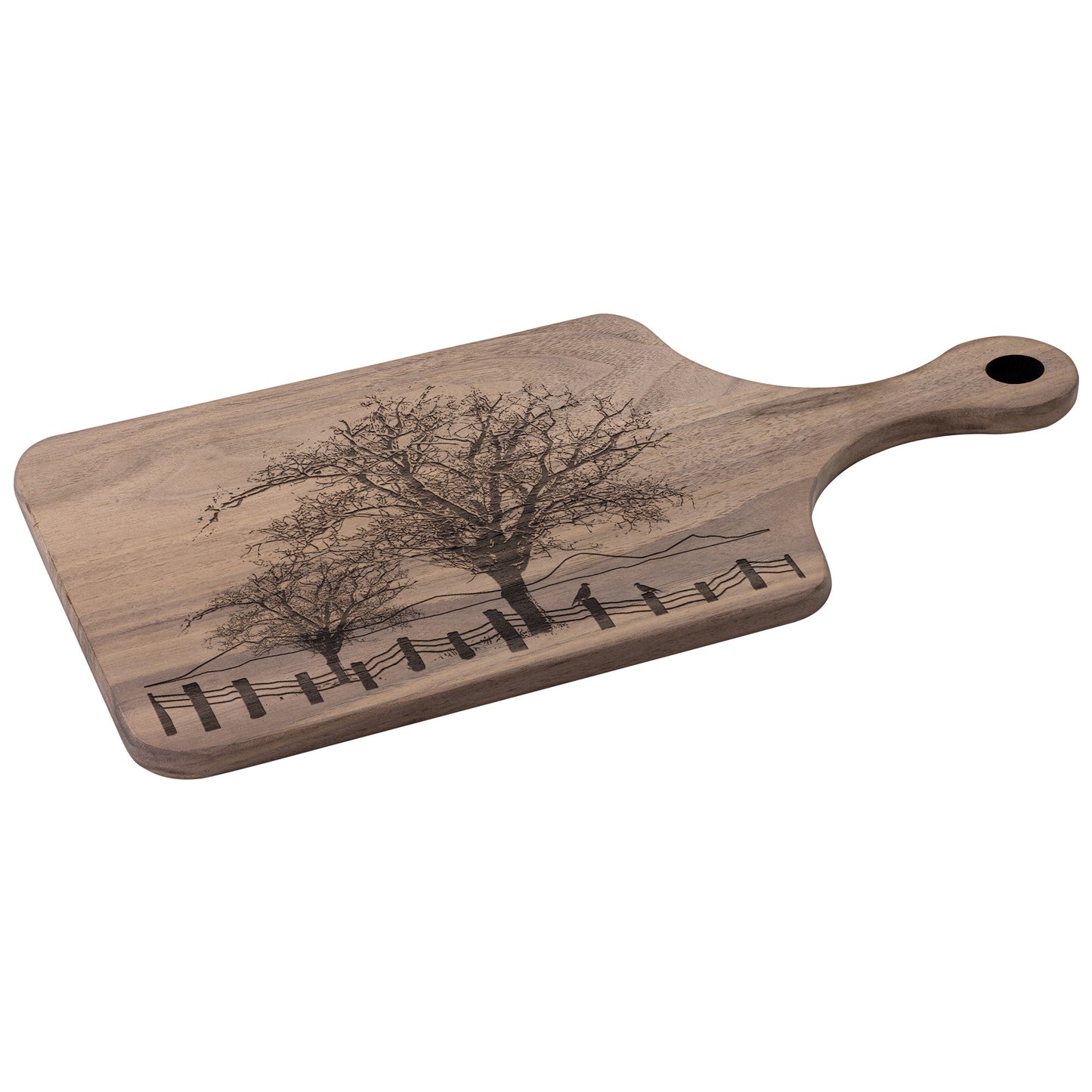 Maple & Walnut Paddle Cutting Board: Farmhouse Charm, USA Crafted, Ideal Gift