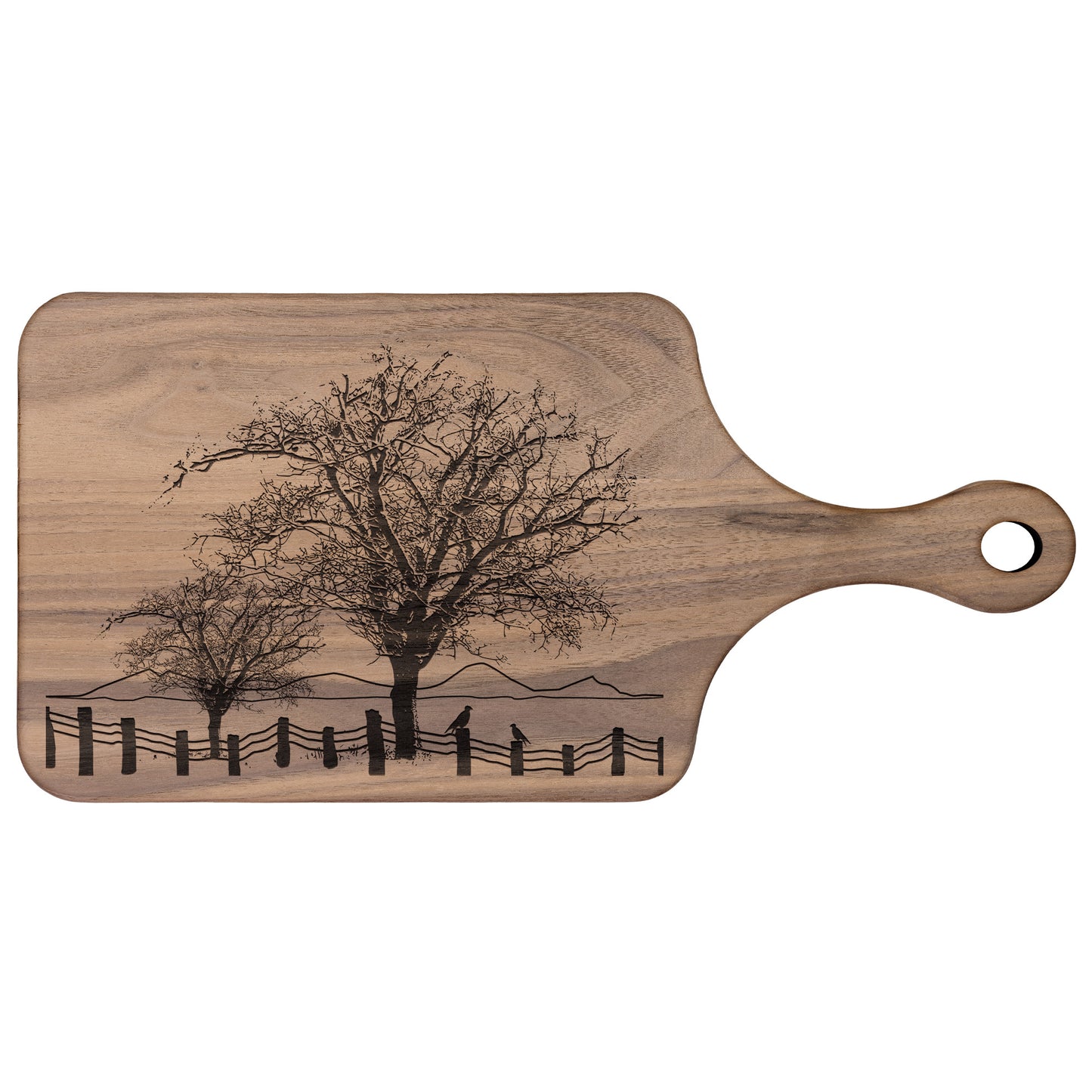Maple & Walnut Paddle Cutting Board: Farmhouse Charm, USA Crafted, Ideal Gift