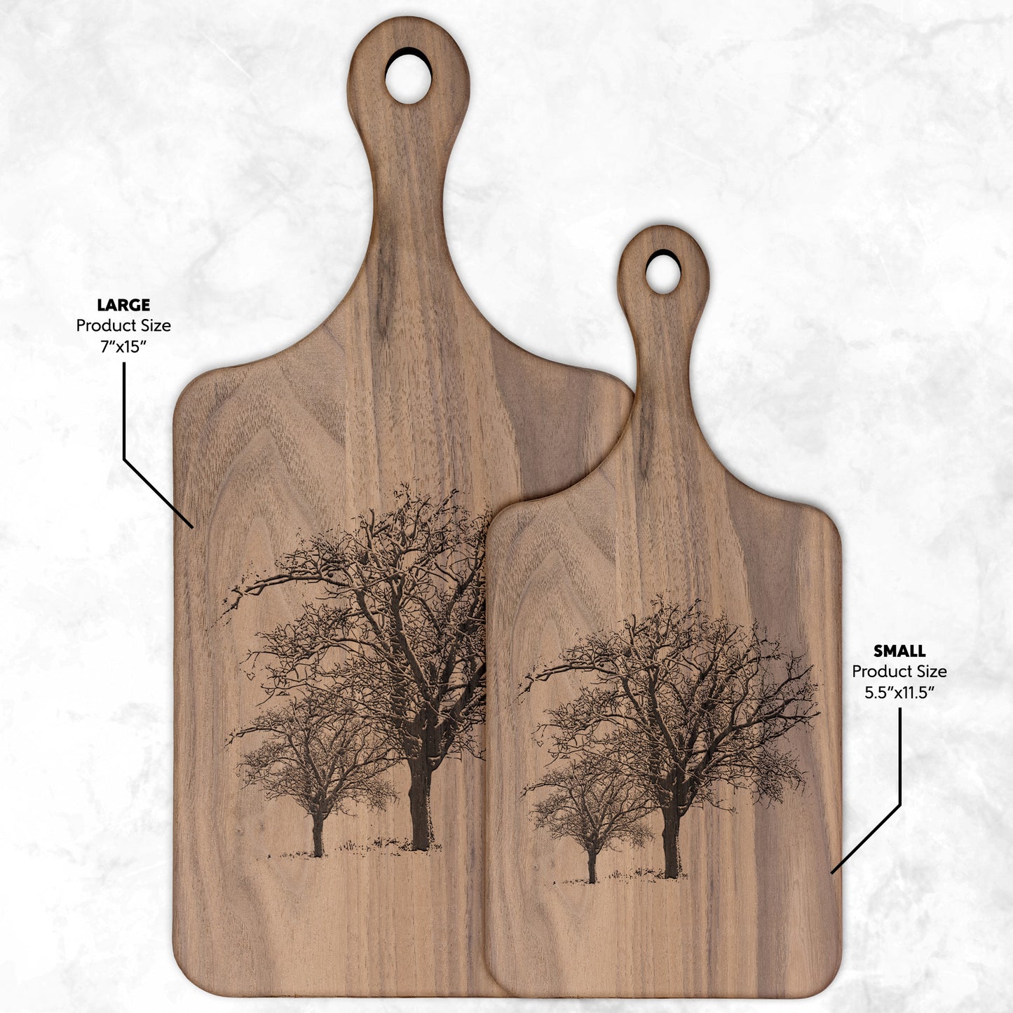 Maple Cutting Board, Walnut Cutting Board, Paddle Cutting Board with Trees, Perfect Housewarming Gift