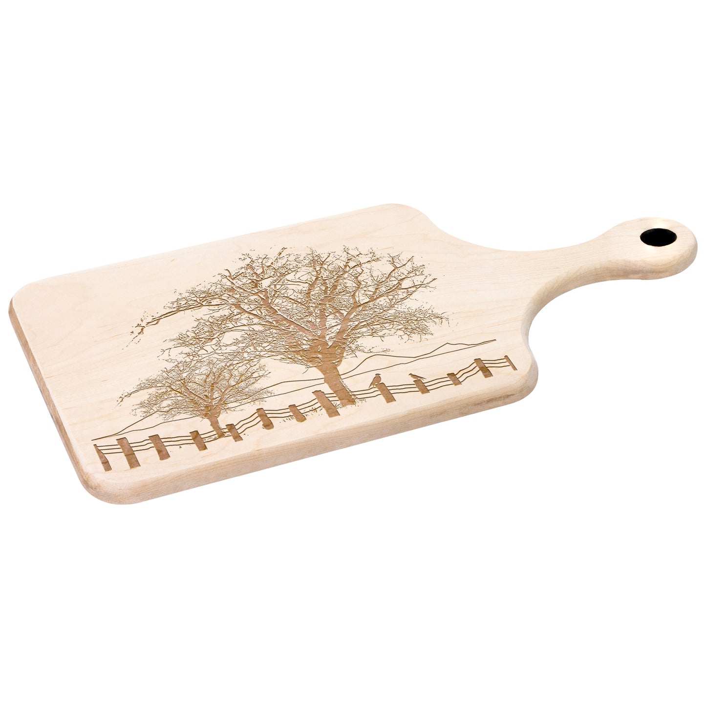 Maple & Walnut Paddle Cutting Board: Farmhouse Charm, USA Crafted, Ideal Gift