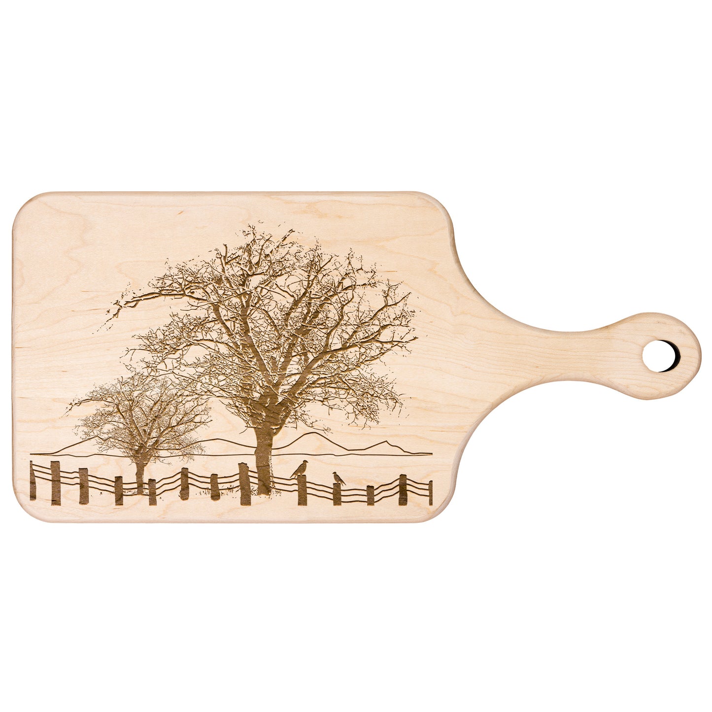 Maple & Walnut Paddle Cutting Board: Farmhouse Charm, USA Crafted, Ideal Gift