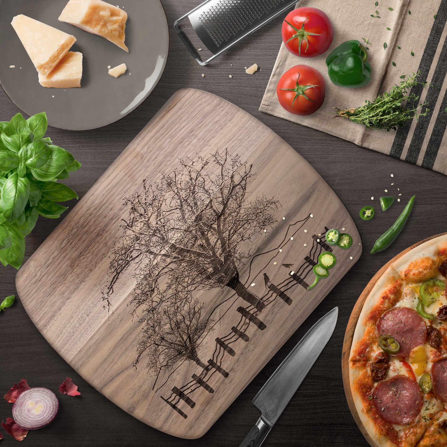 Walnut & Maple Oval Cutting Board: Farmhouse Charm, USA Crafted, Ideal Housewarming Gift