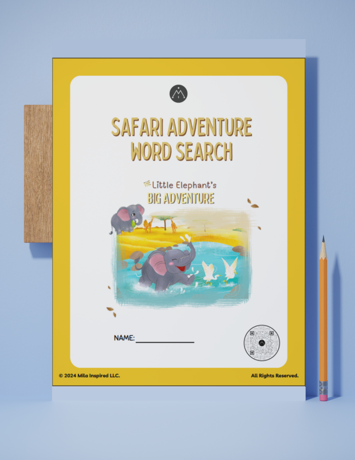 Elephant Safari Adventure Word Search Activity Sheet (INSTANT DOWNLOAD): Activity Worksheet for Young Children | Fun Single Sheet Word Search with Words and Images from 'The Little Elephant's Big Adventure'