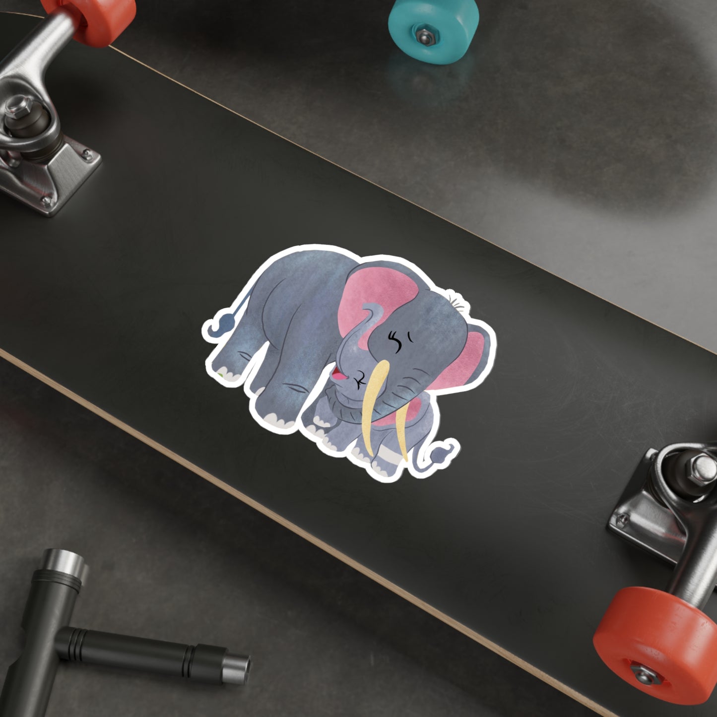 Stickers of Amara with her Loving Mother, Lila Hugging | Die-Cut Elephant Stickers | Outdoor and Indoor Stickers | Water-resistant Stickers