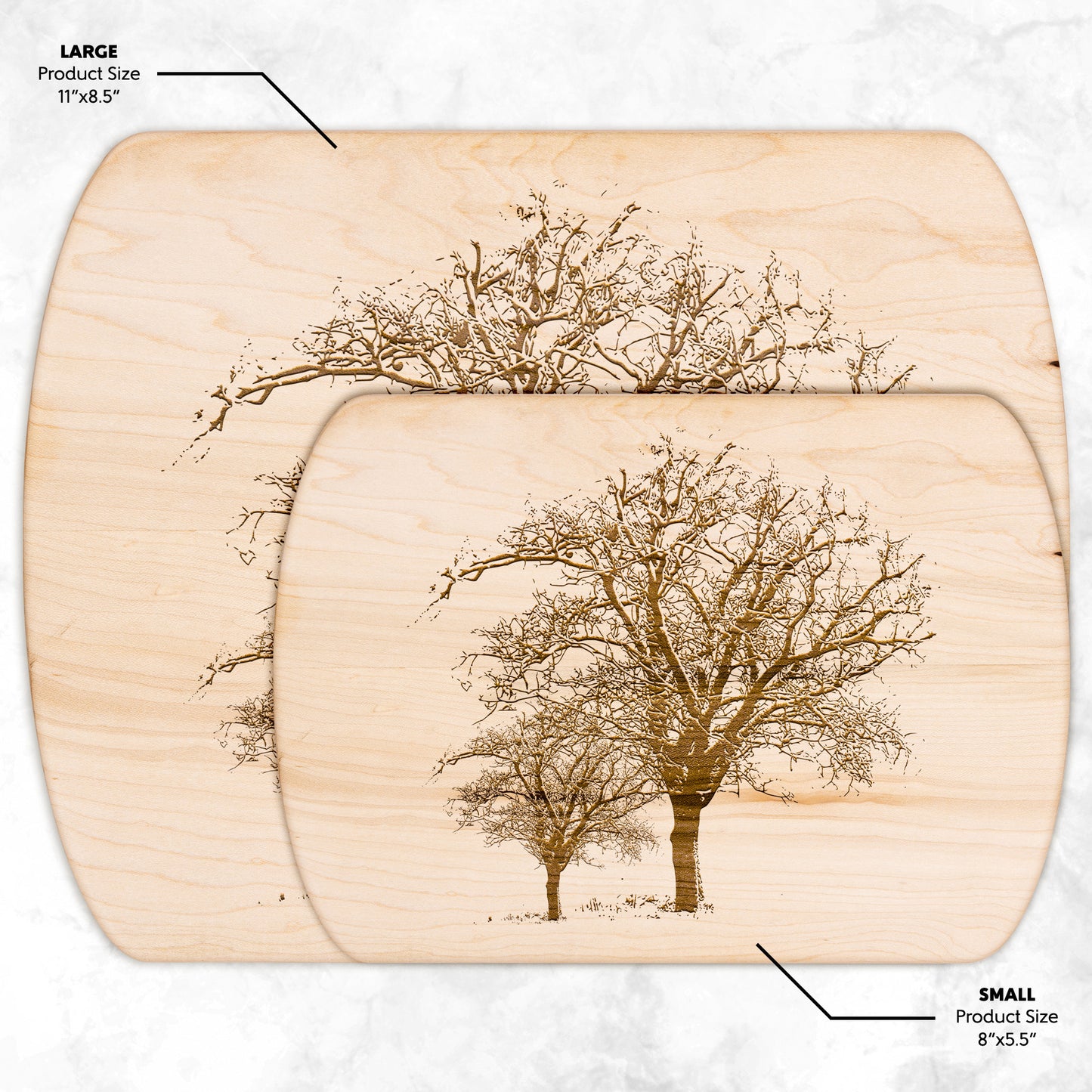 Walnut Cutting Board, Maple Cutting Board, Oval Cutting Board with Farmhouse Trees, Great Housewarming Gift