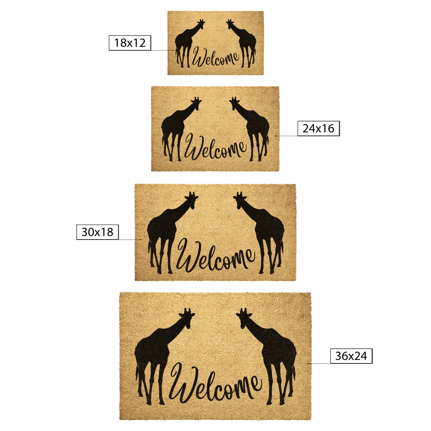 Welcome Home with our Whimsy Giraffe Coir Mat, Functional Front Door Mat, Cute Outdoor & Patio Gift Mat, Durable Animal Durable Mat, Tough