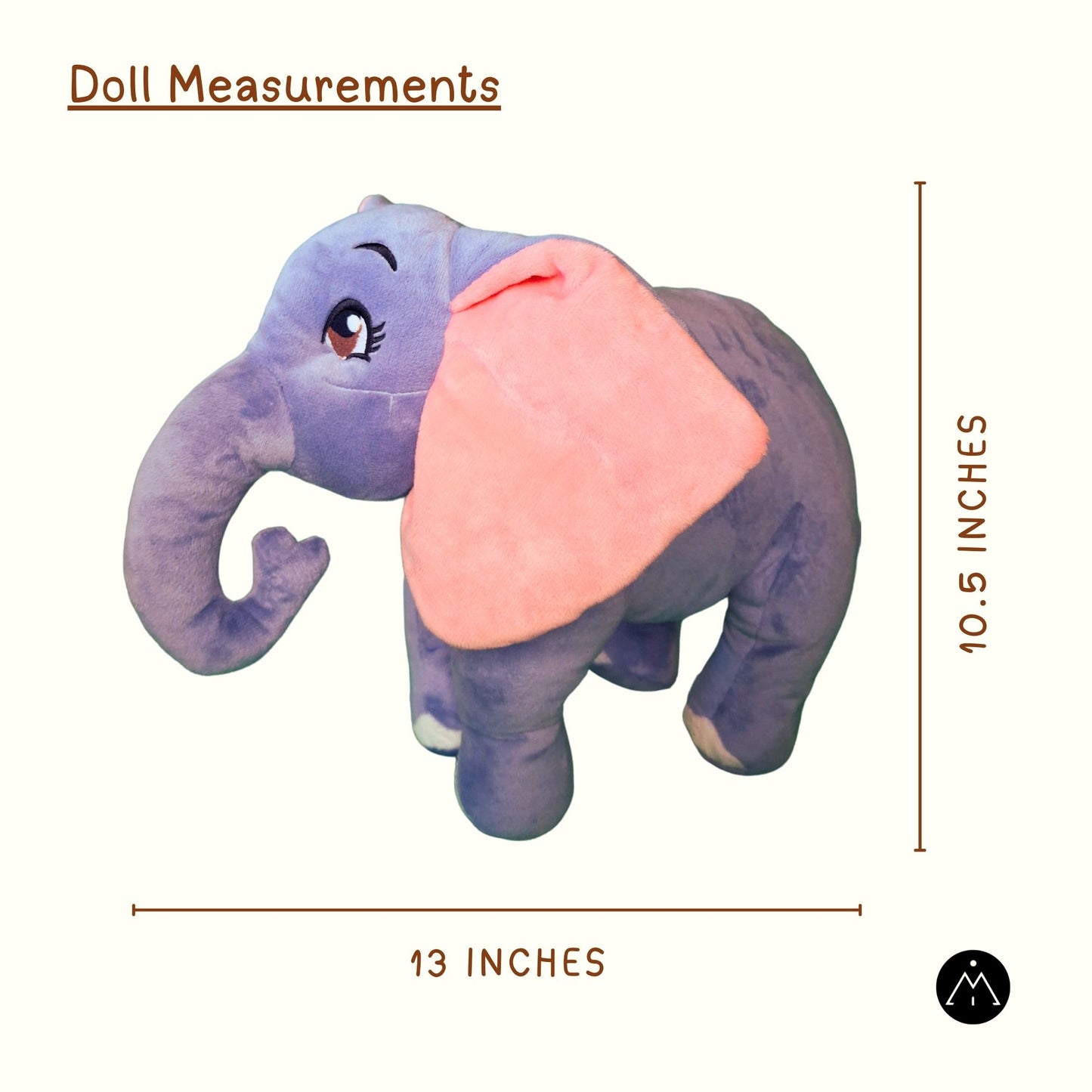 Cuddly Plush Gray Stuffed Elephant Toy of Amara - 13 inches