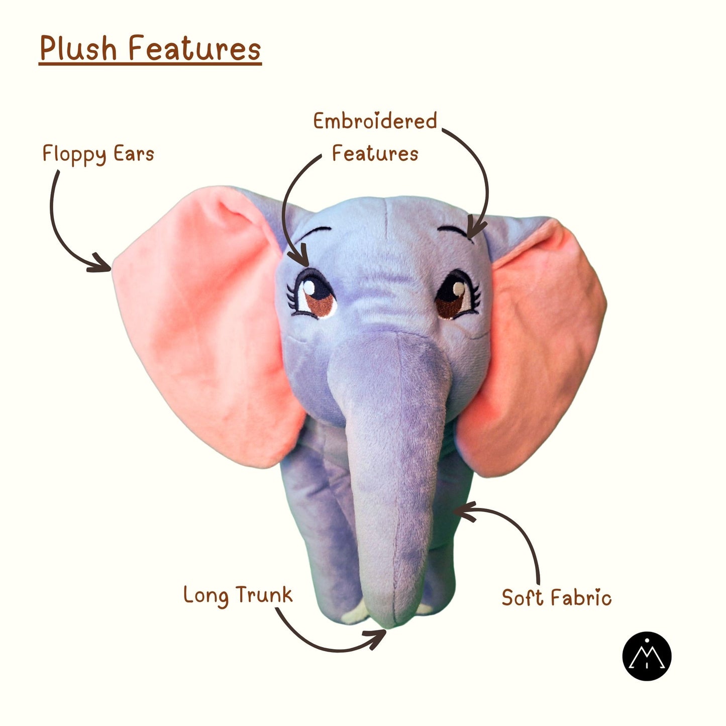 Cuddly Plush Gray Stuffed Elephant Toy of Amara - 13 inches