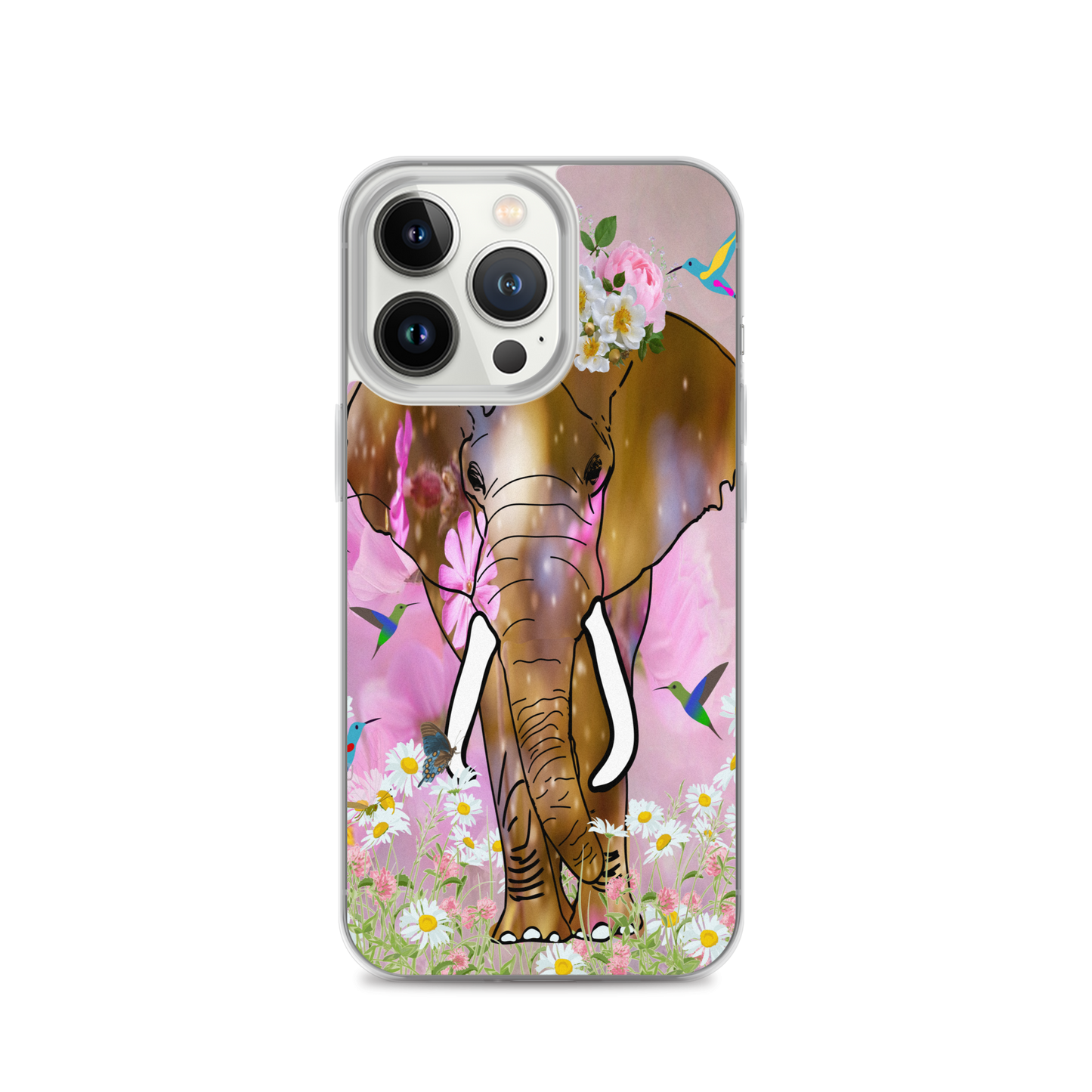 iPhone Case with African Elephant Illustration - Field of Dreams Elephant with Flower Crown