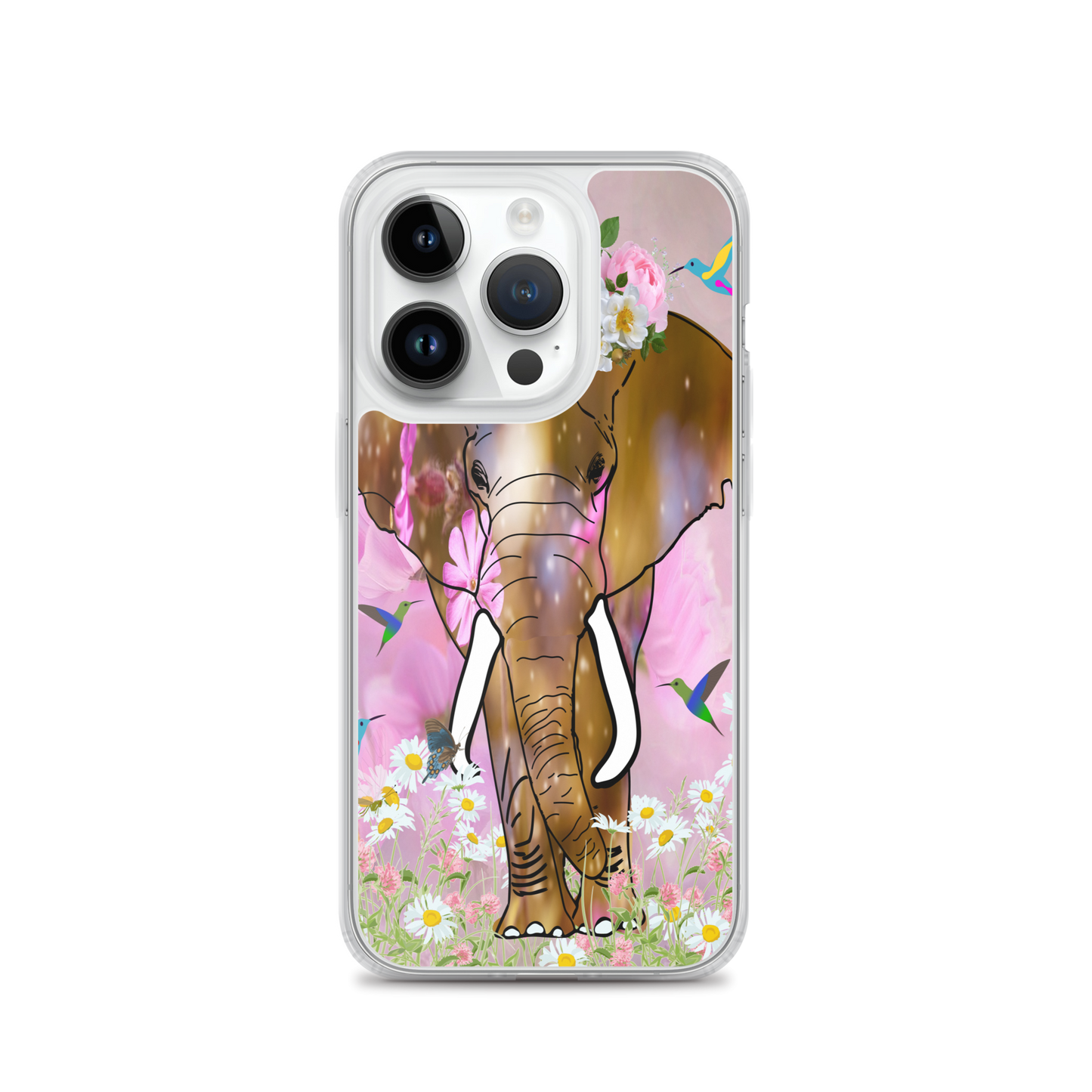 iPhone Case with African Elephant Illustration - Field of Dreams Elephant with Flower Crown