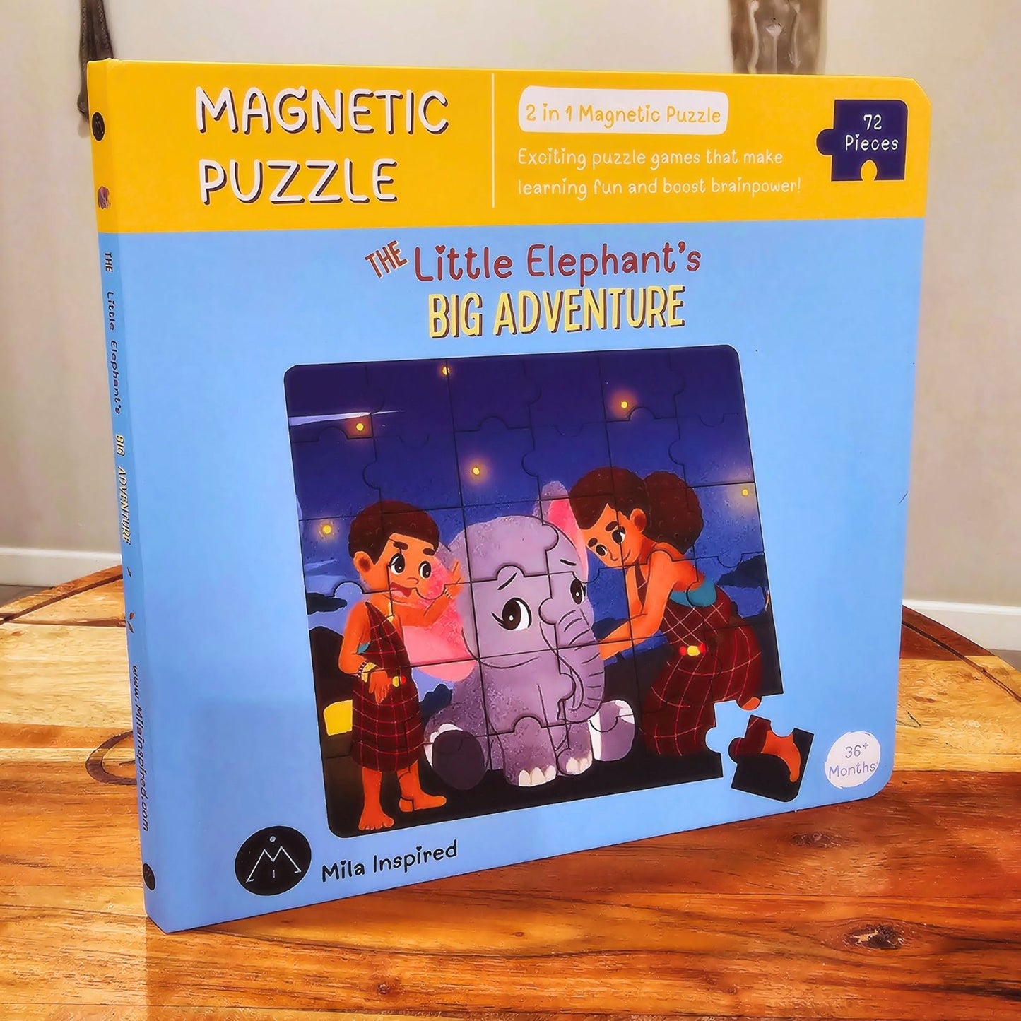 Elephant Jigsaw Puzzle | 2-in-1 Magnetic Puzzle Book for Fun Learning | Educational Toys for Kids 3+ | Interactive Storybook Puzzles from The Little Elephant's Big Adventure Book
