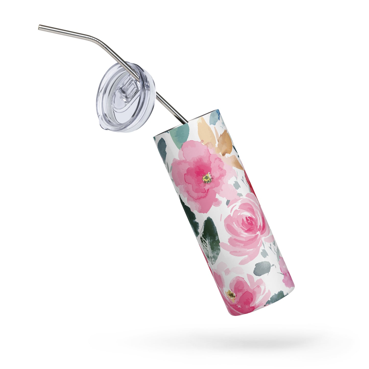 Colorful Pink Flower Stainless Steel Tumbler (20 oz)