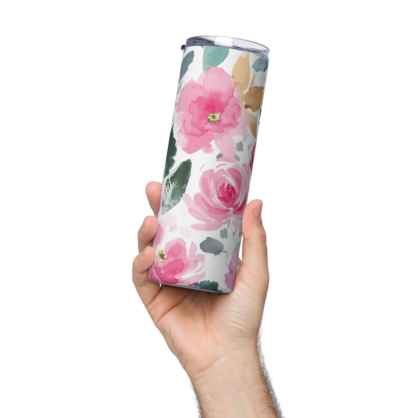Colorful Pink Flower Stainless Steel Tumbler (20 oz)