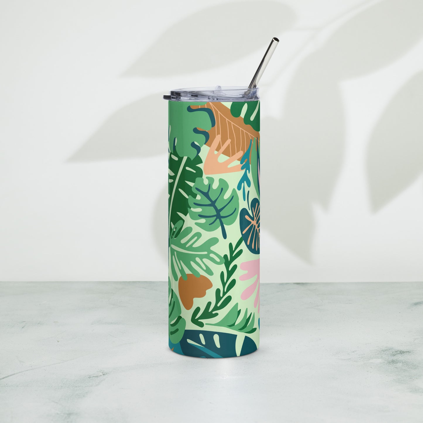 Blossom and Sip: Summer Leaves & Flowers Stainless Steel Tumbler, Cute Summer Stainless steel tumbler