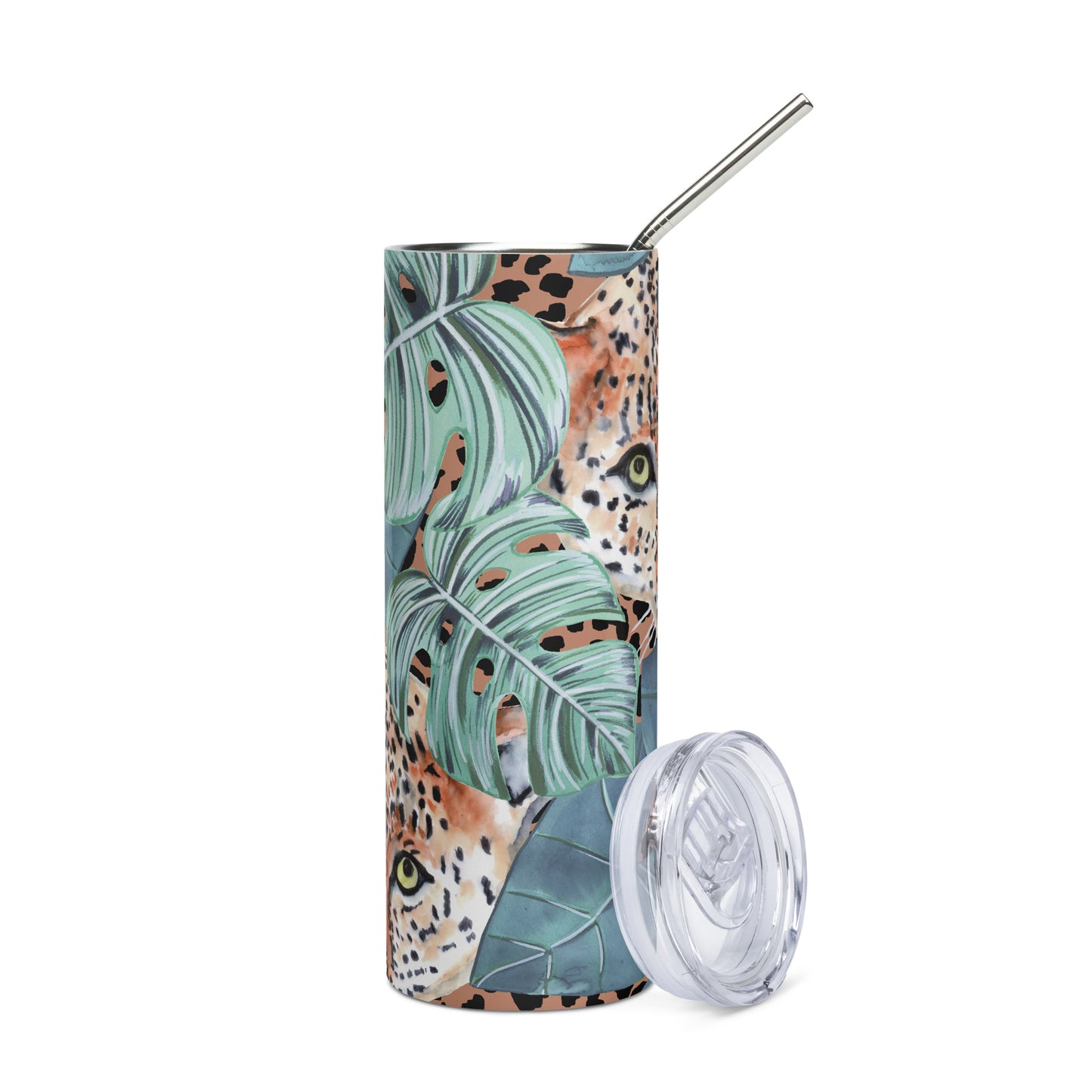 Leopard in Forest Stainless steel tumbler (20 oz.)
