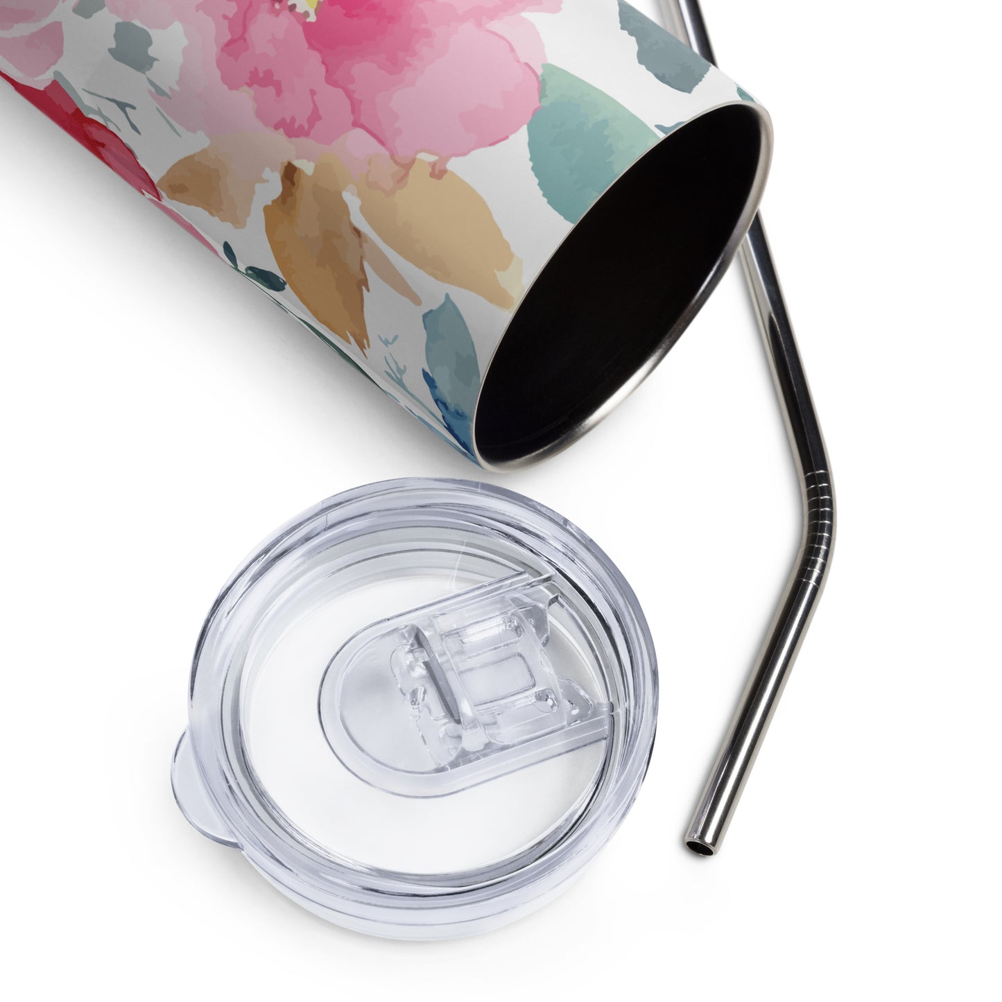 Colorful Pink Flower Stainless Steel Tumbler (20 oz)