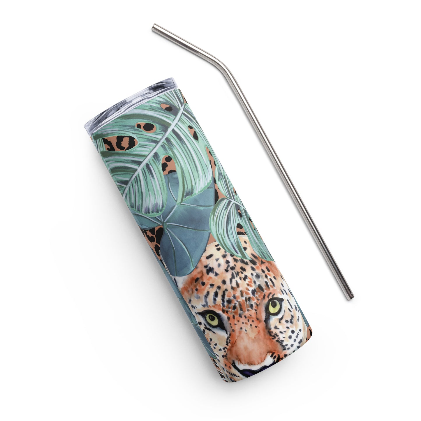 Leopard in Forest Stainless steel tumbler (20 oz.)