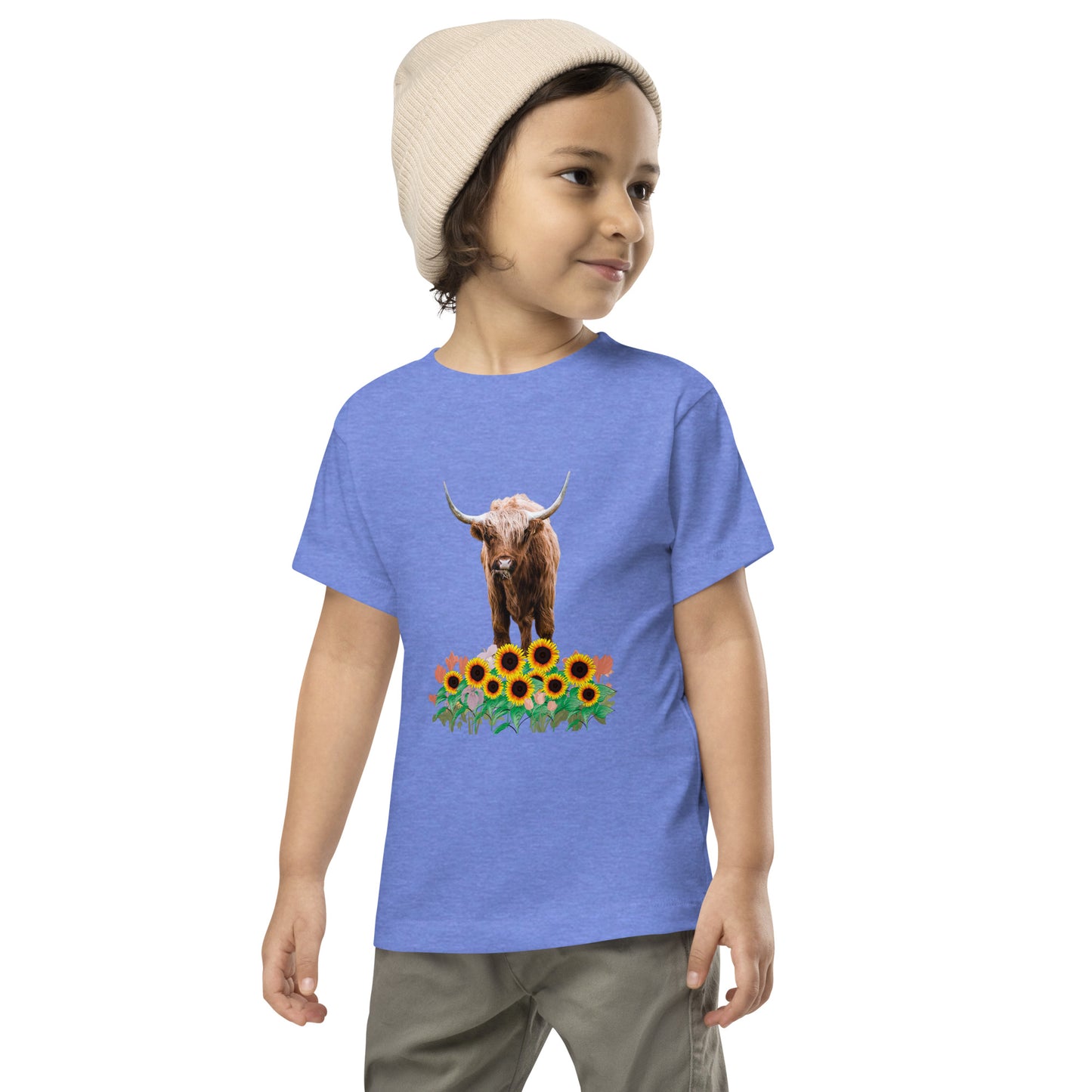Trendy Tots: Toddler Fashion with Highland Cow and Sunflower Designs | Toddler Short Sleeve Tee