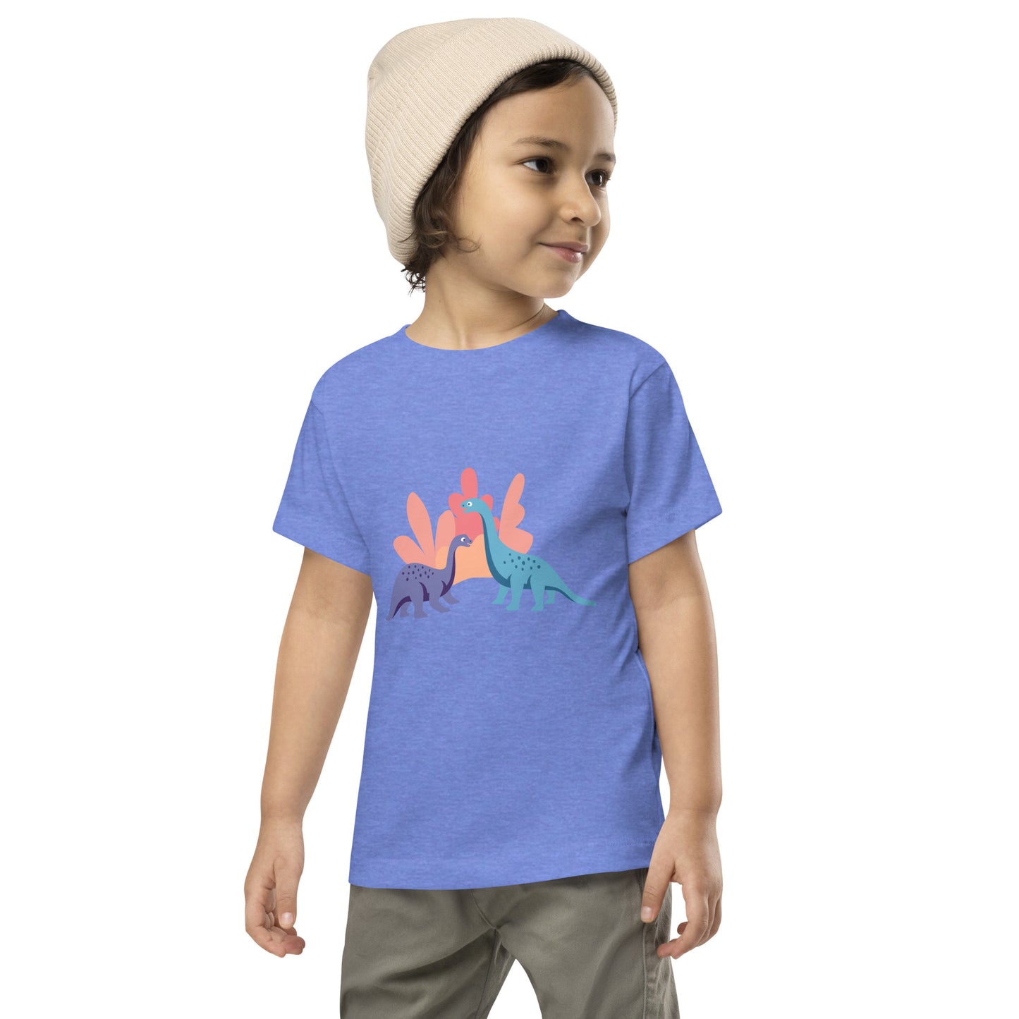 Cute Dinosaur Toddler Short Sleeve Tee, Kid's Dino Tee
