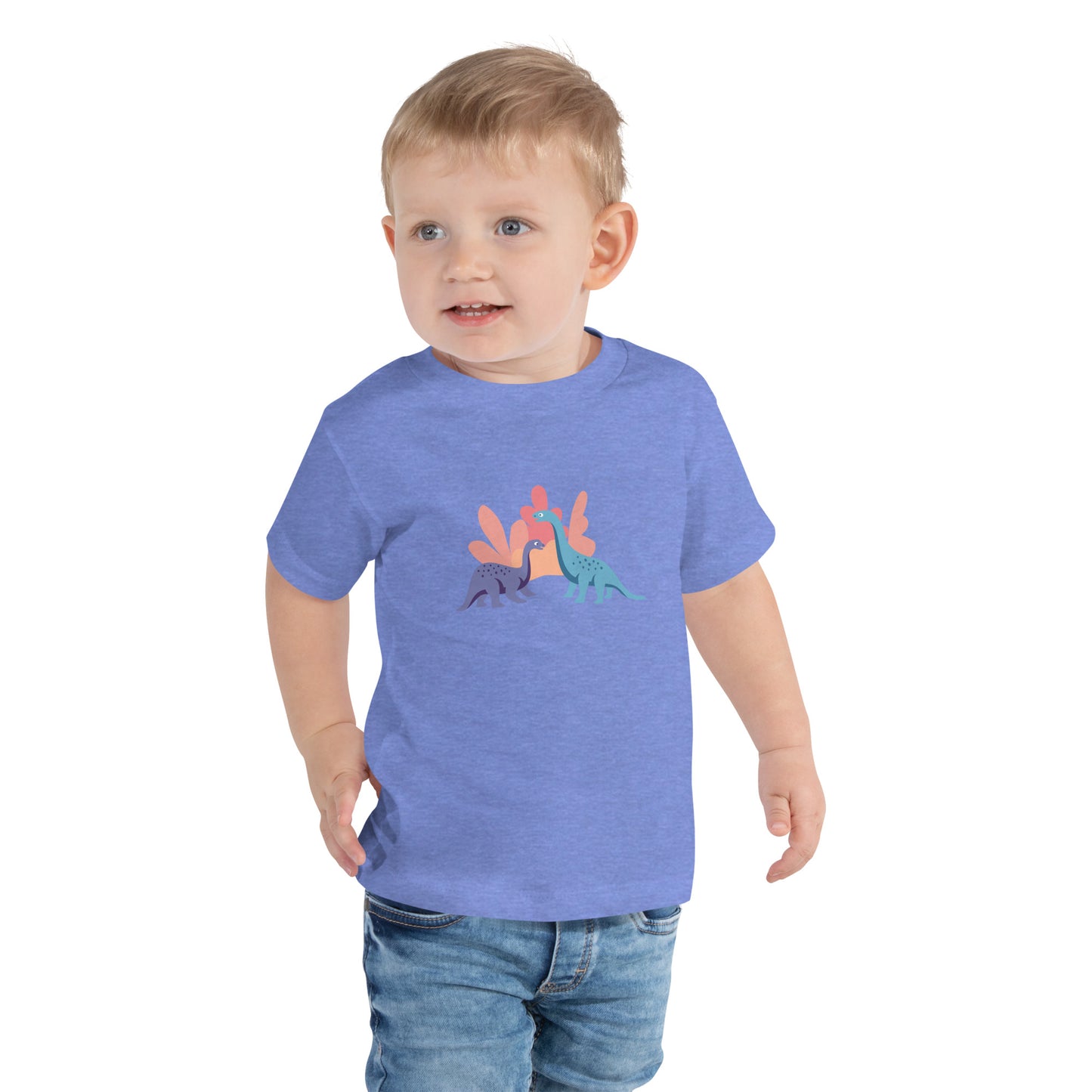 Cute Dinosaur Toddler Short Sleeve Tee, Kid's Dino Tee