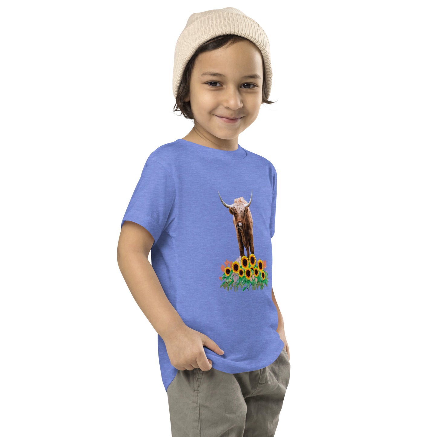 Trendy Tots: Toddler Fashion with Highland Cow and Sunflower Designs | Toddler Short Sleeve Tee