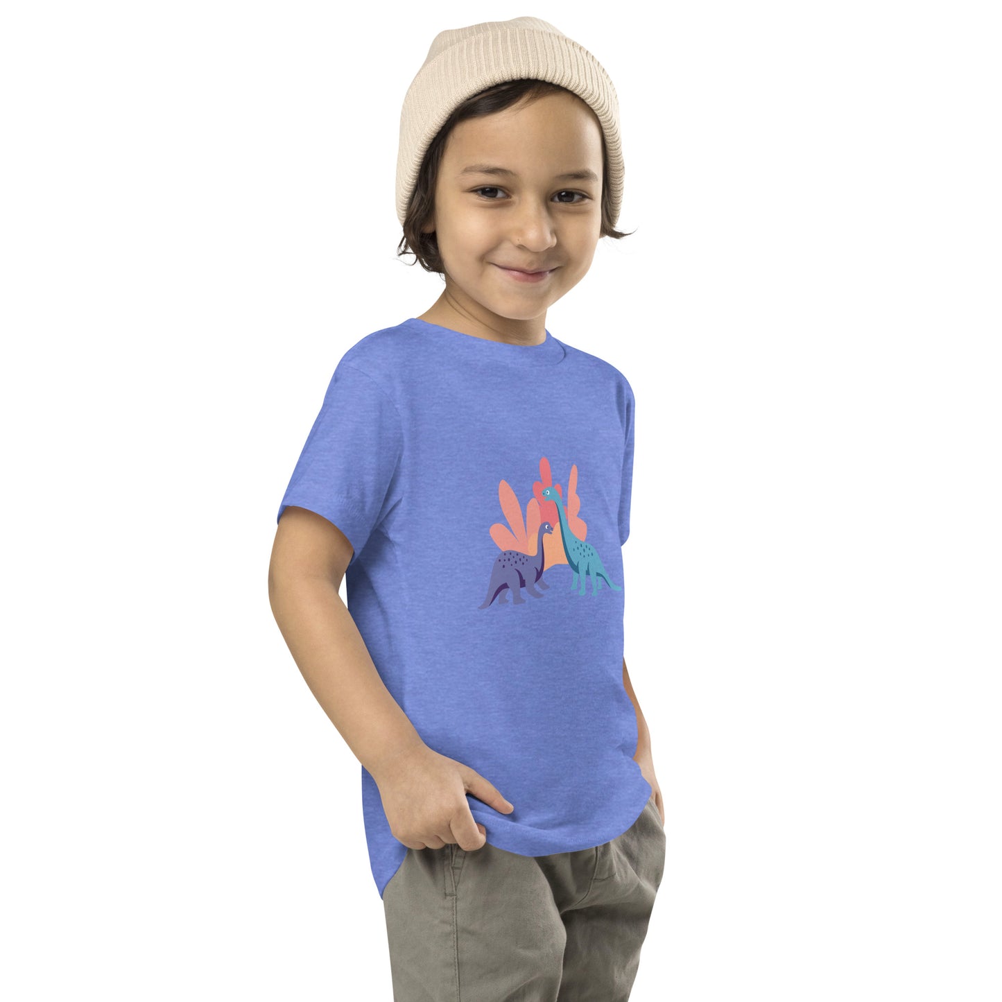 Cute Dinosaur Toddler Short Sleeve Tee, Kid's Dino Tee
