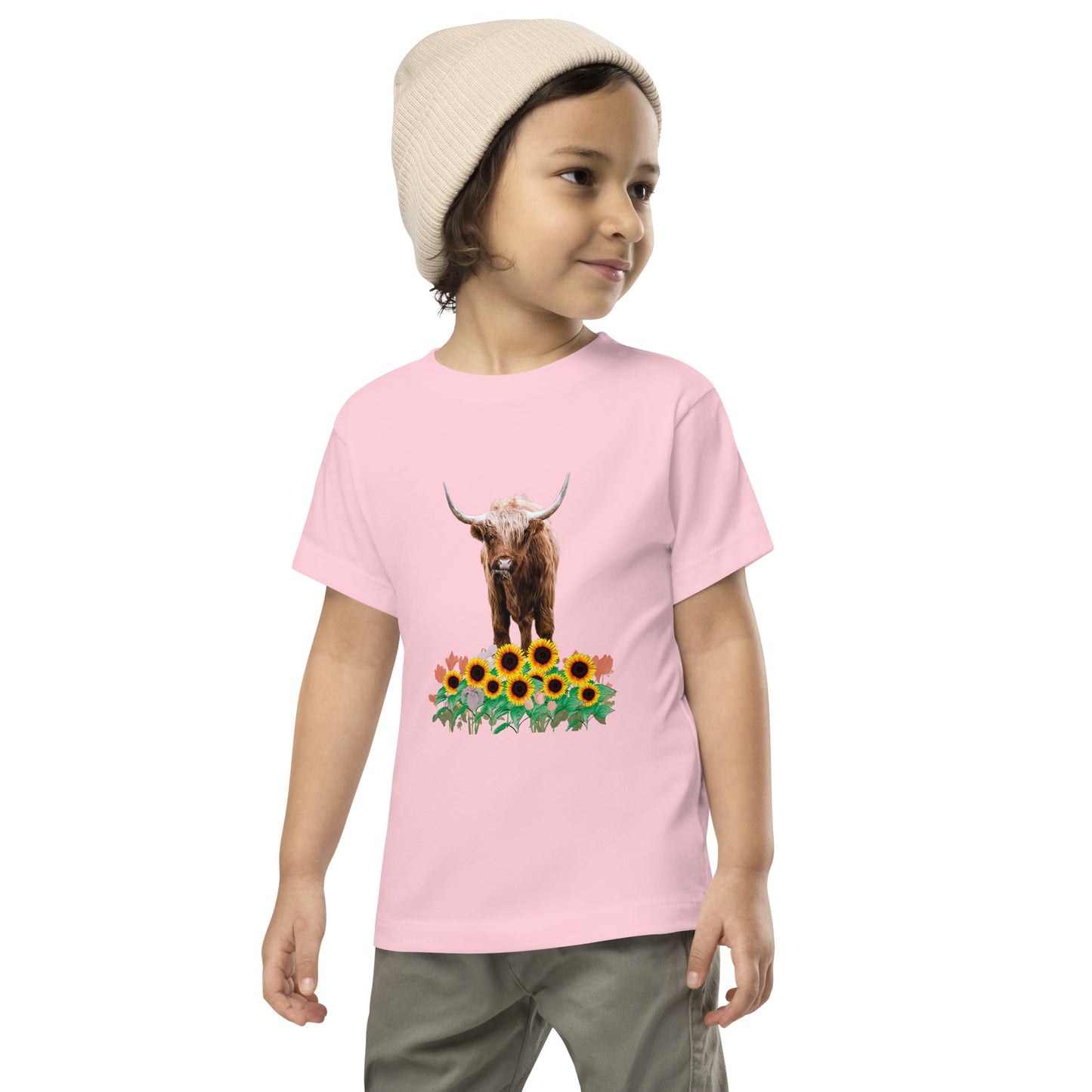 Trendy Tots: Toddler Fashion with Highland Cow and Sunflower Designs | Toddler Short Sleeve Tee