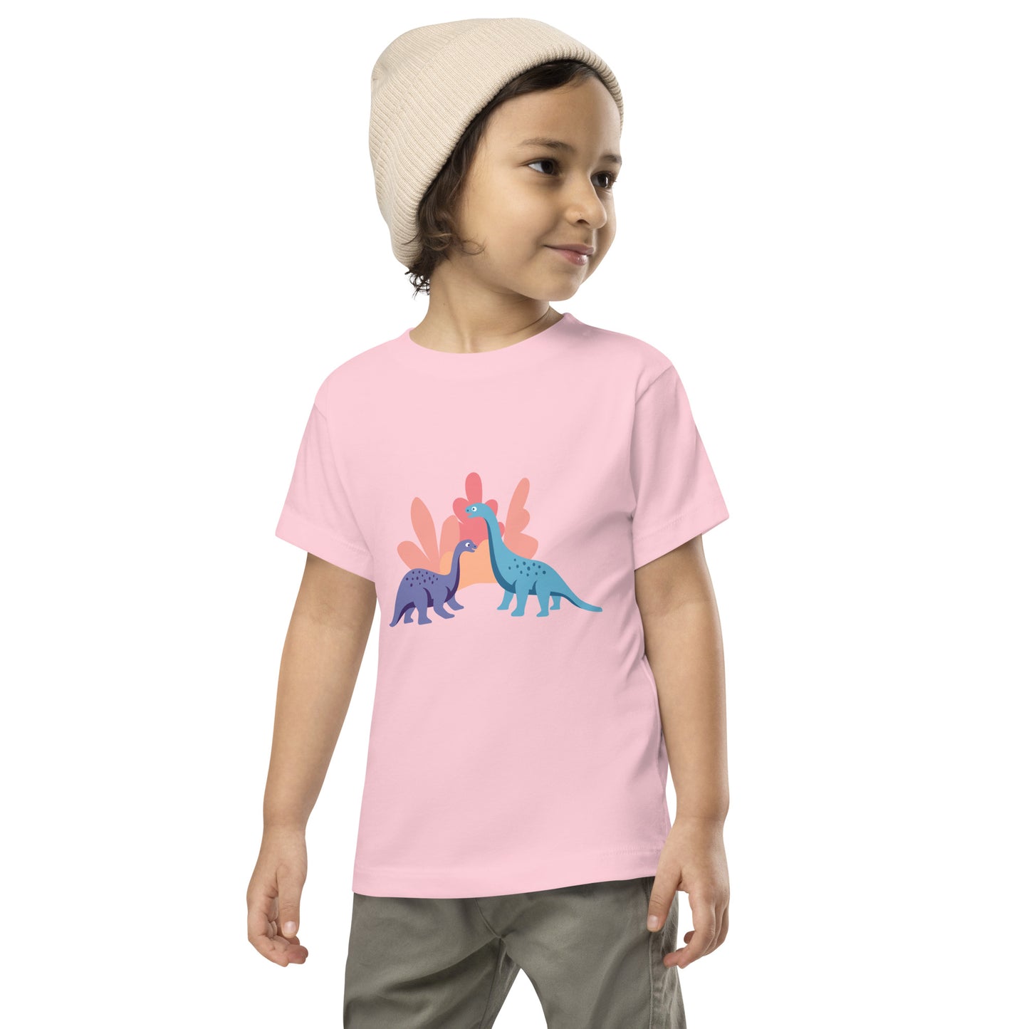 Cute Dinosaur Toddler Short Sleeve Tee, Kid's Dino Tee