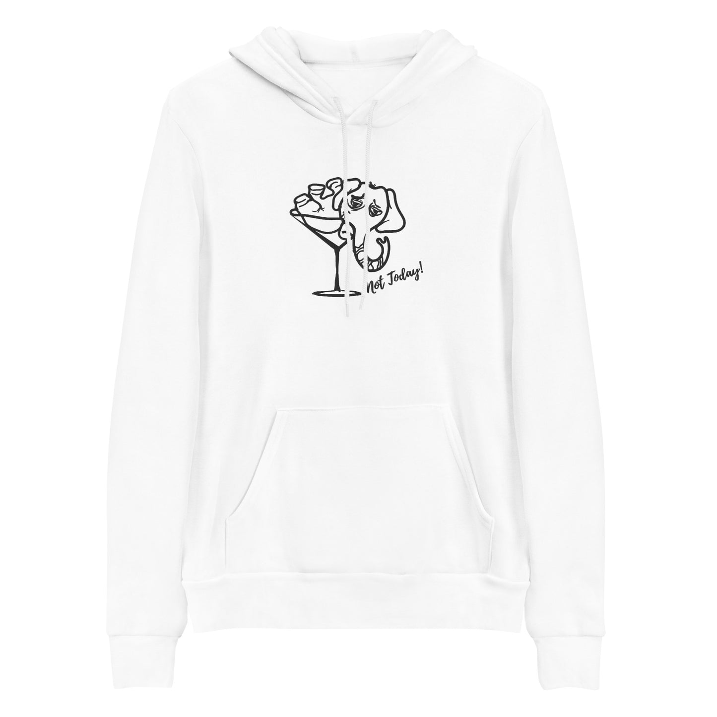 Embroidered Unisex Hoodie Not Today Elephant in Martini Glass