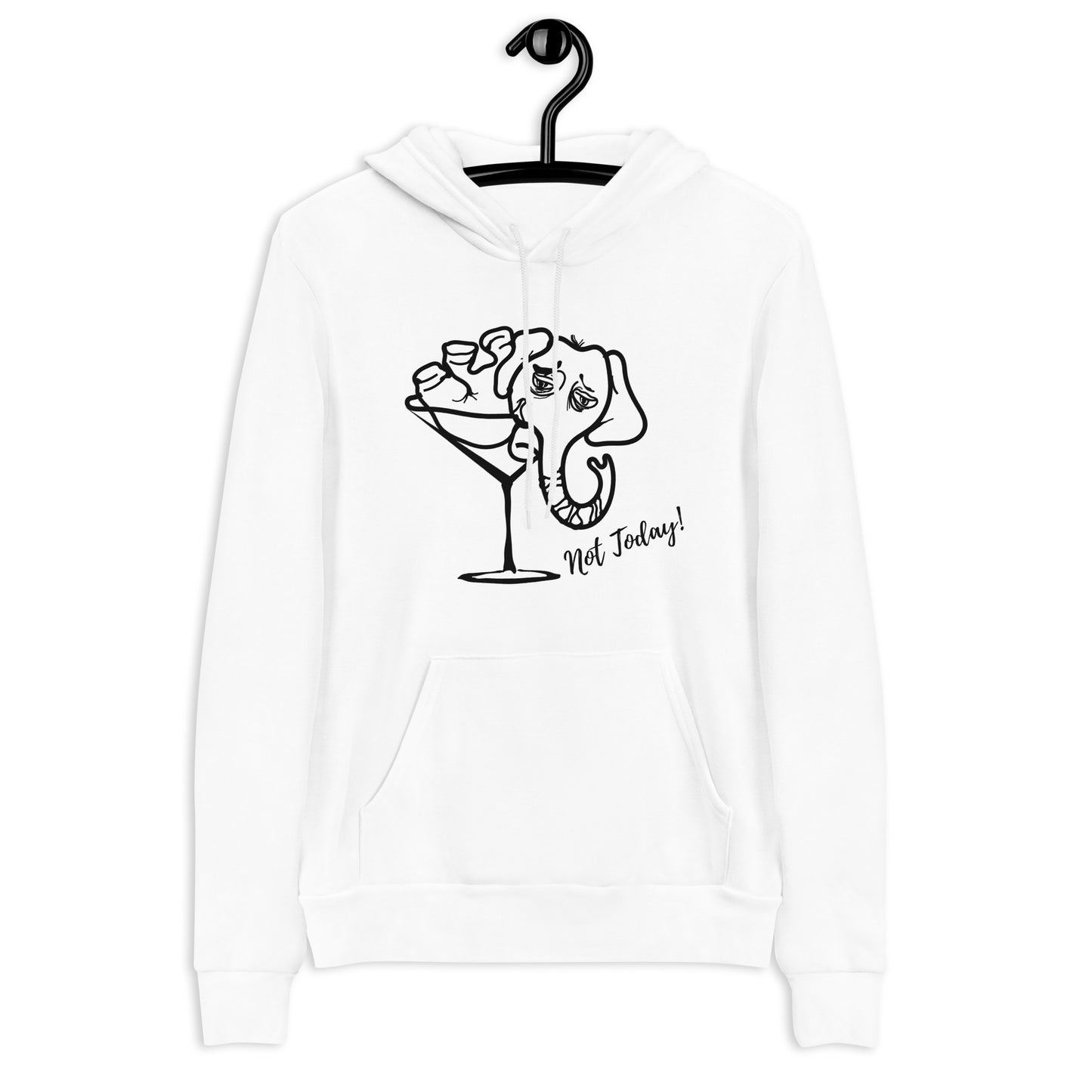 Funny Unisex hoodie with an Elephant in a Martini Glass, Hangover Elephant in a Cosmopolitan Drink, Not Today Elephant Hoodie