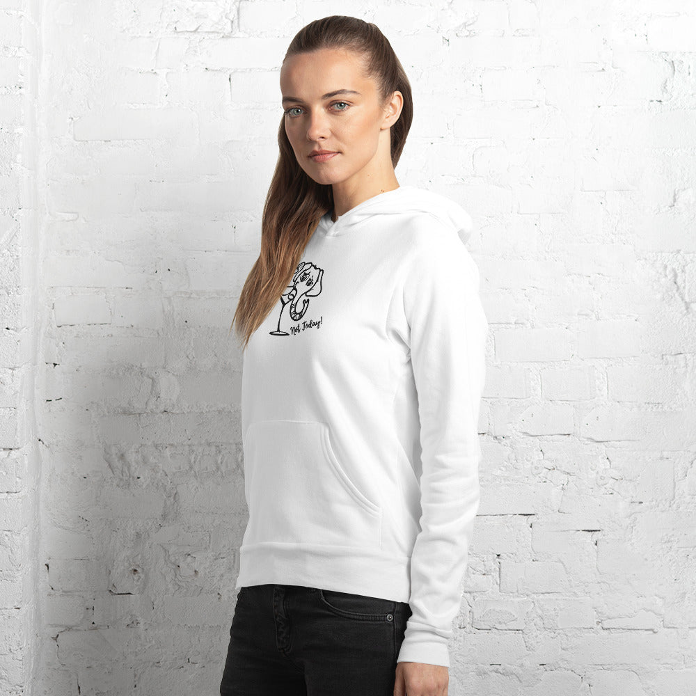 Embroidered Unisex Hoodie Not Today Elephant in Martini Glass