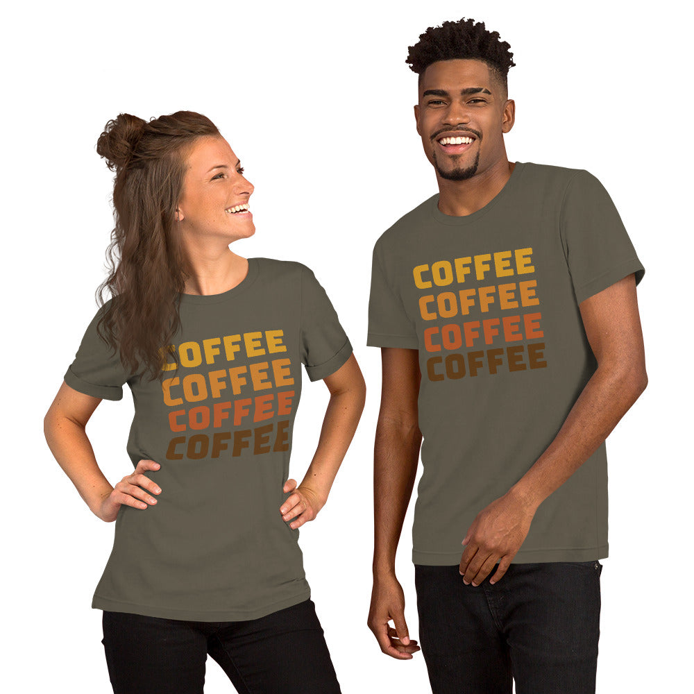 COFFEE Text Unisex t-shirt, Shirt with Word Coffee for Men and Women, Perfect Coffee Lover's Tee